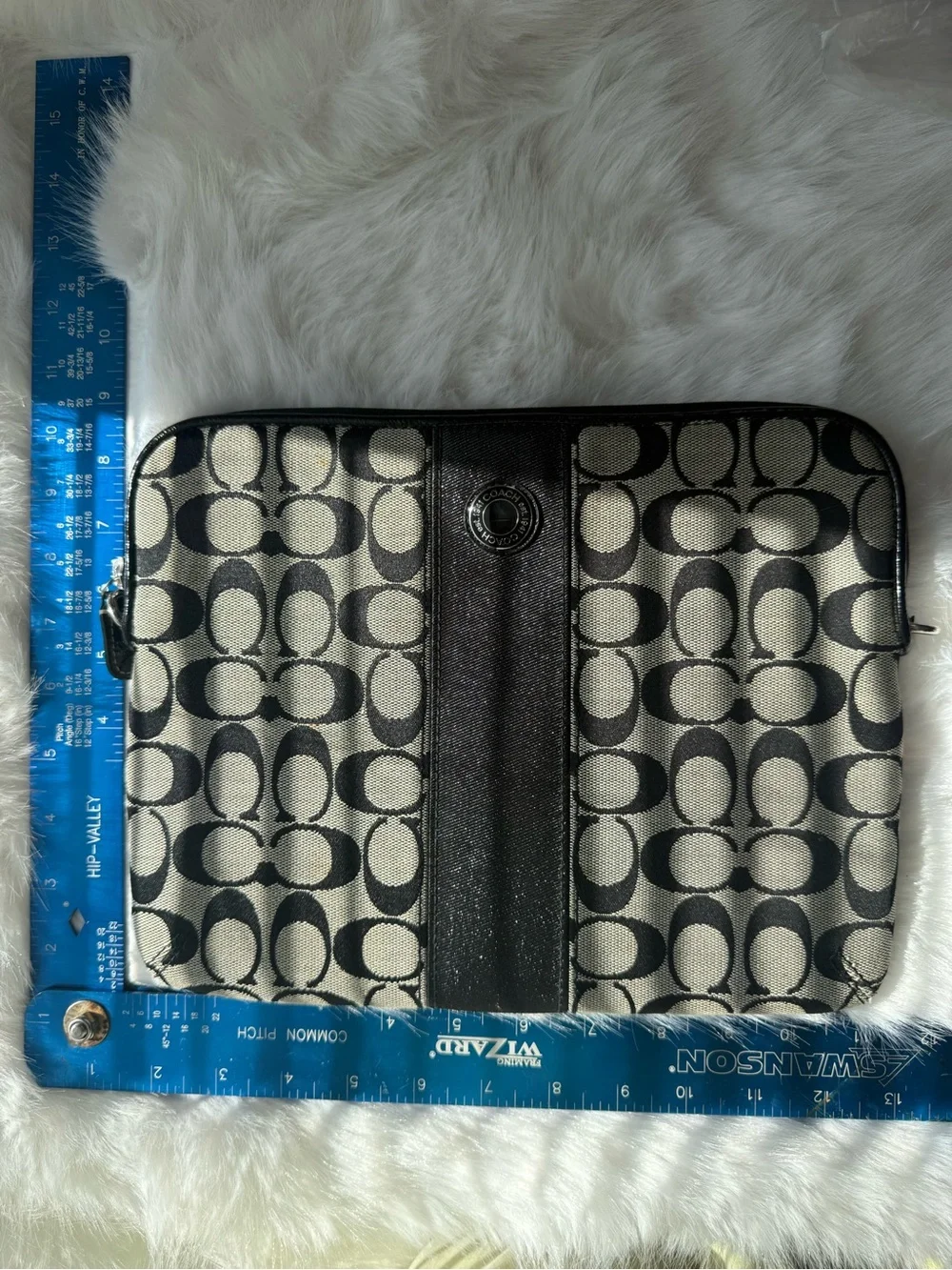 Coach Monogram Laptop Sleeve in Black and Tan